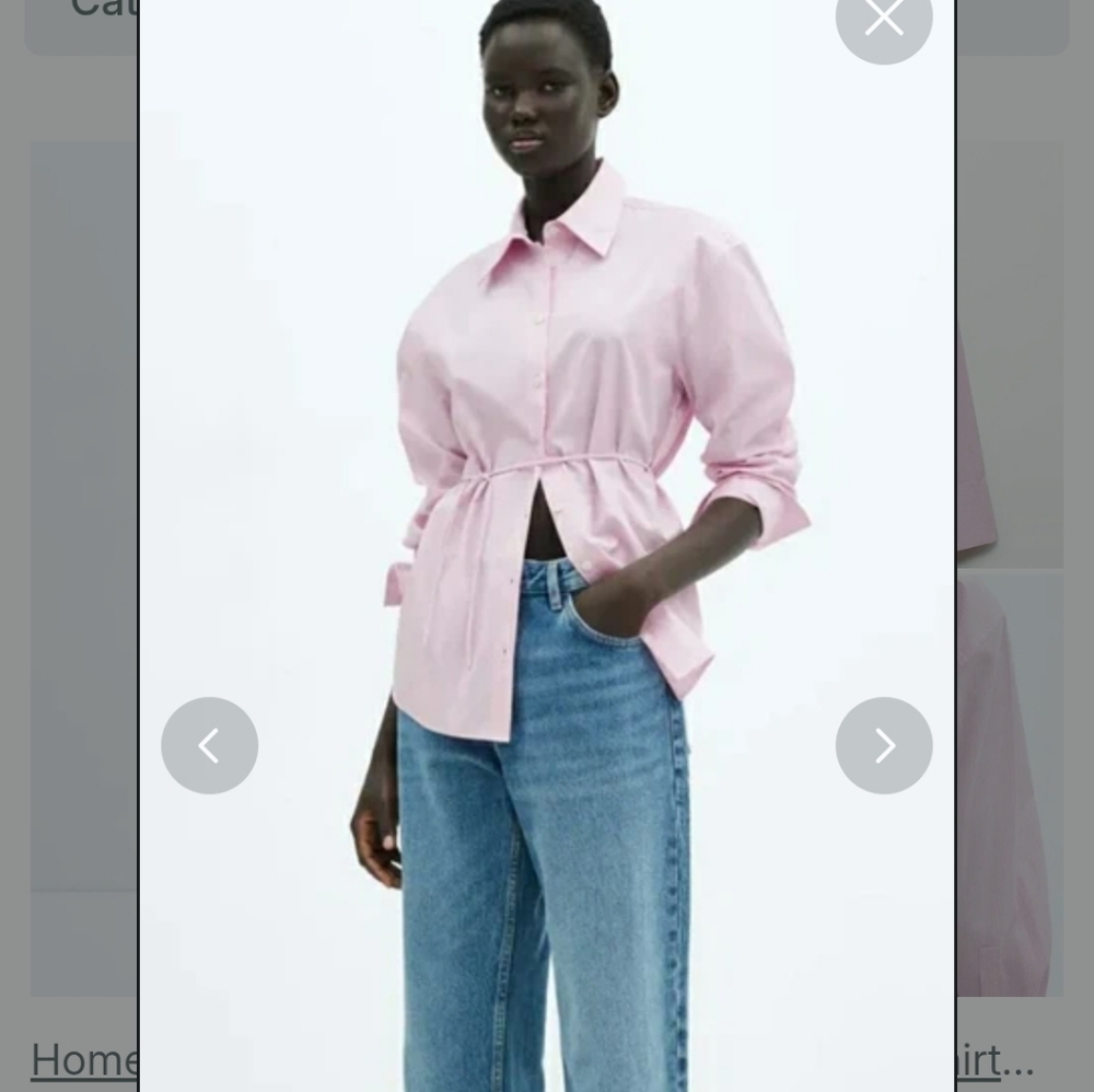 Pastel Pink Poplin Button-Up Shirt.Striped bow blouseL / US 12-14·New with tags